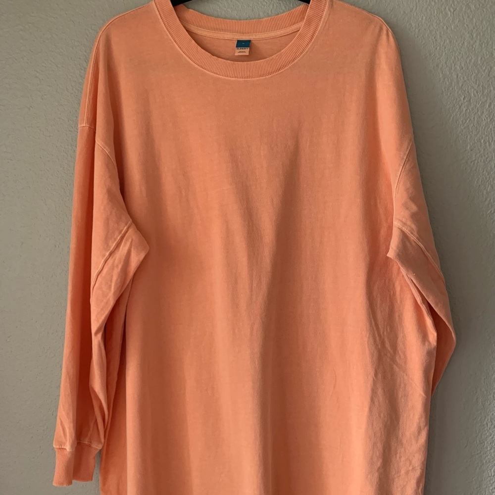 Neon orange crewneck sweater